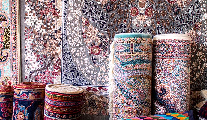 Different type rolled rugs