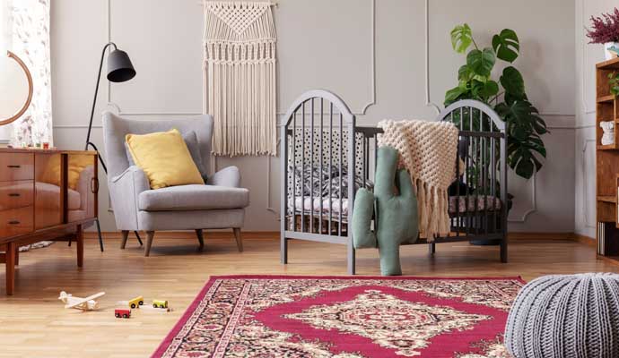 A well maintained rug in a living room