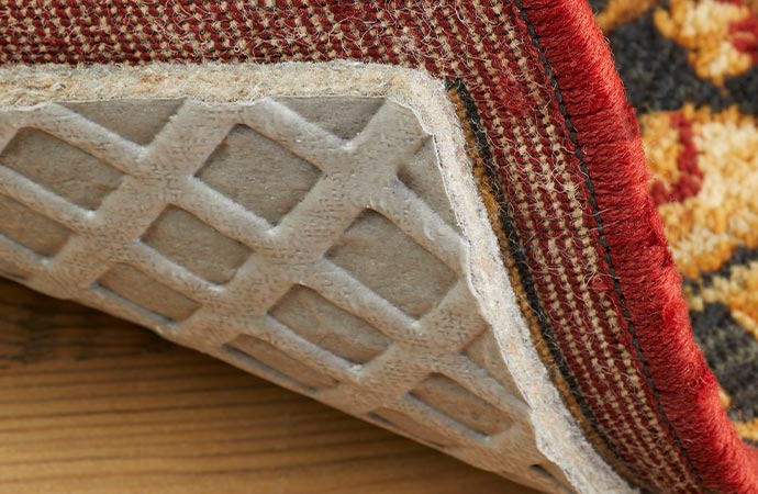 close-up view of a padded rug