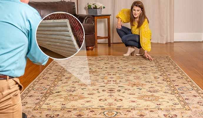 Securing rug with non-slip pad